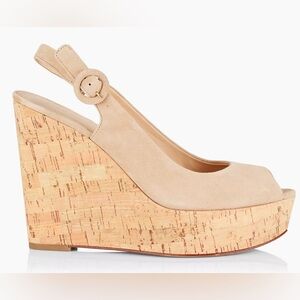 Veronica Beard NEW Dali Suede Peep-Toe Wedge Sandals 10 SAND